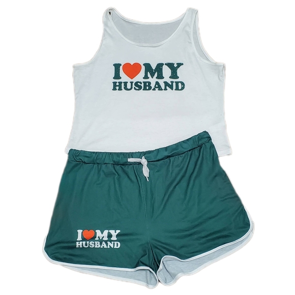"I Love My Husband" Tank & Shorts 2Pc. Set Size XXL - Picture 1 of 6